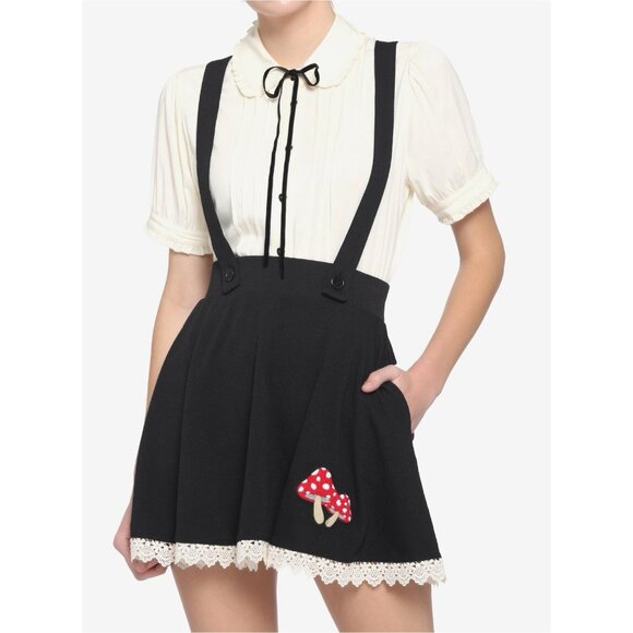Midnight Hour Mushroom Patch Suspender Skirt Hot Topic XL Gothic Grunge NWT - Picture 1 of 10